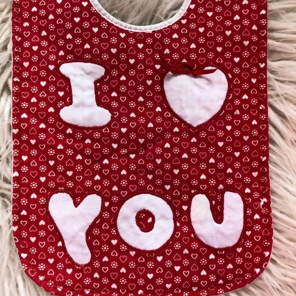 Vintage I LOVE YOU Handmade Baby Bib